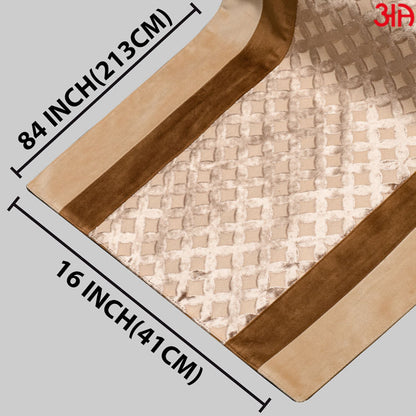 Beige And Light Brown Cross Design Bed Table Runner (16x84) Inch