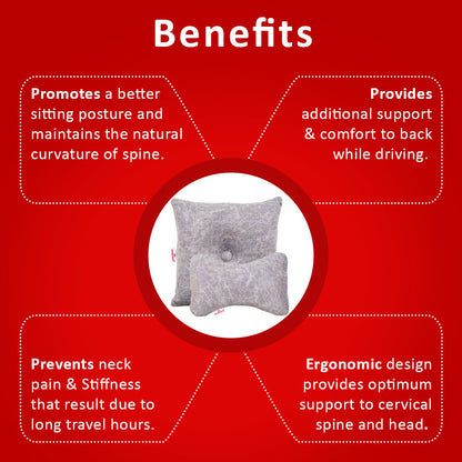 Premium Suede Fabric Cushion &amp; Neck Rest Pillow Set - SHD-4
