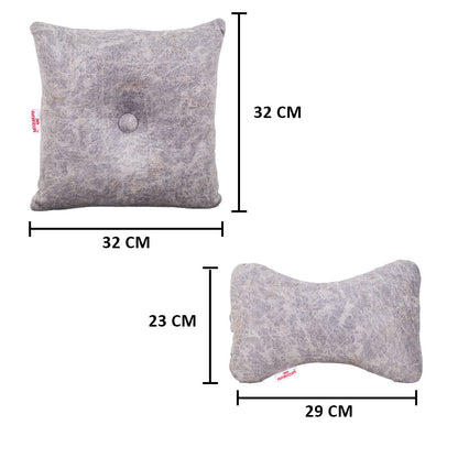 Premium Suede Fabric Cushion &amp; Neck Rest Pillow Set - SHD-4