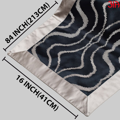 Black And Beige With Abstract Work Bed Table Runner (16x84) Inch