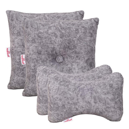 Premium Suede Fabric Cushion &amp; Neck Rest Pillow Set - SHD-5