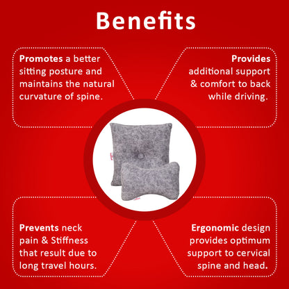 Premium Suede Fabric Cushion &amp; Neck Rest Pillow Set - SHD-5
