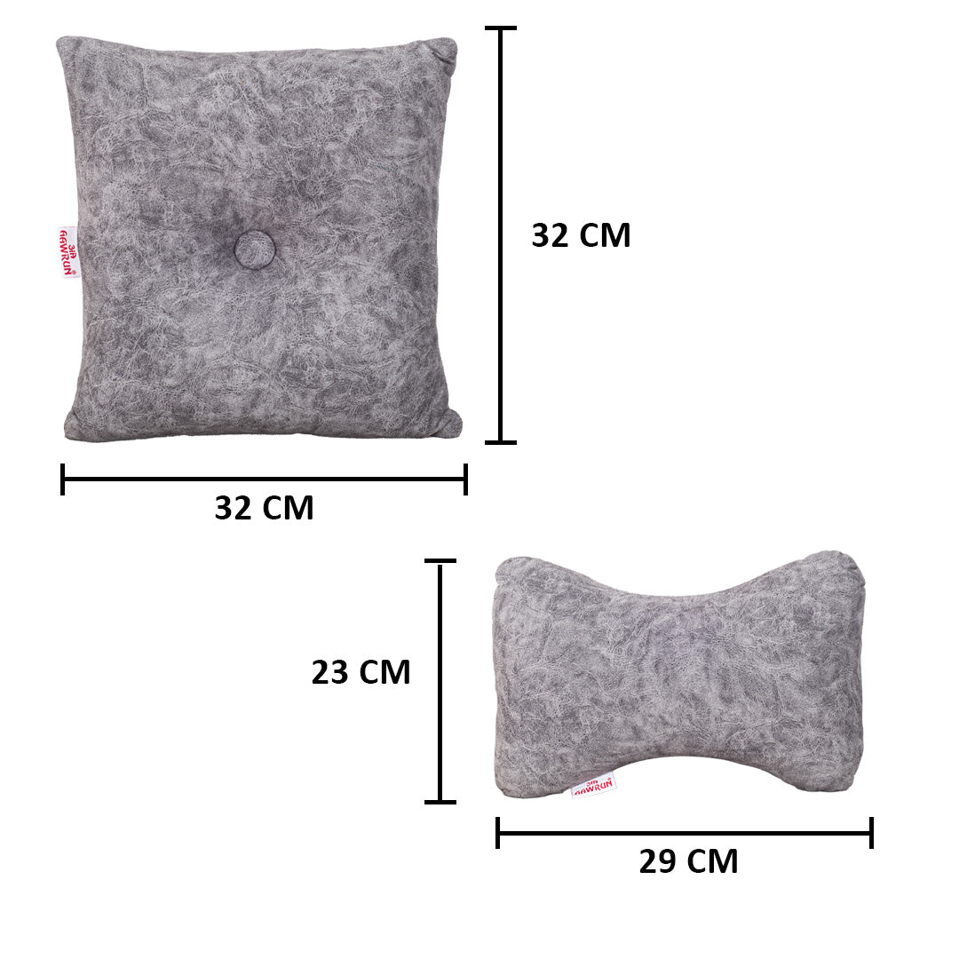 Premium Suede Fabric Cushion &amp; Neck Rest Pillow Set - SHD-5