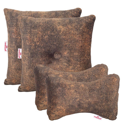 Premium Suede Fabric Cushion &amp; Neck Rest Pillow Set - SHD-6