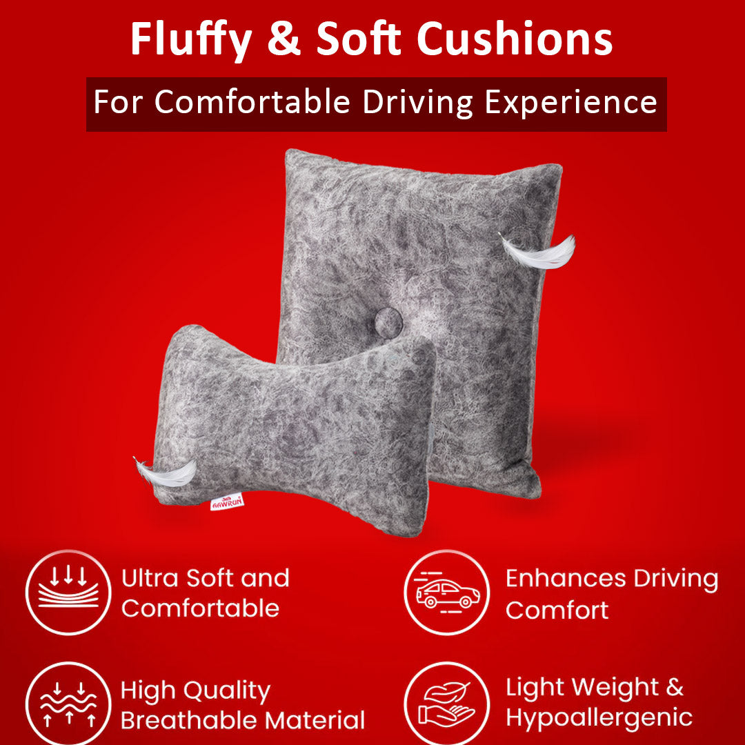 Premium Suede Fabric Cushion &amp; Neck Rest Pillow Set SHD-1