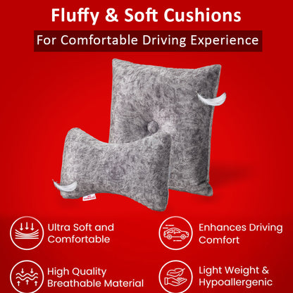 Premium Suede Fabric Cushion &amp; Neck Rest Pillow Set SHD-1