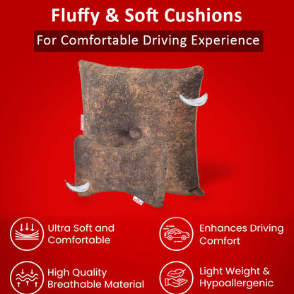 Premium Suede Fabric Cushion &amp; Neck Rest Pillow Set - SHD-6