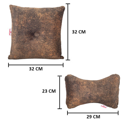 Premium Suede Fabric Cushion &amp; Neck Rest Pillow Set - SHD-6