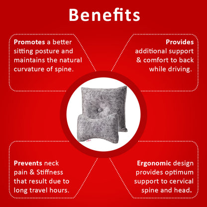 Premium Suede Fabric Cushion &amp; Neck Rest Pillow Set SHD-1