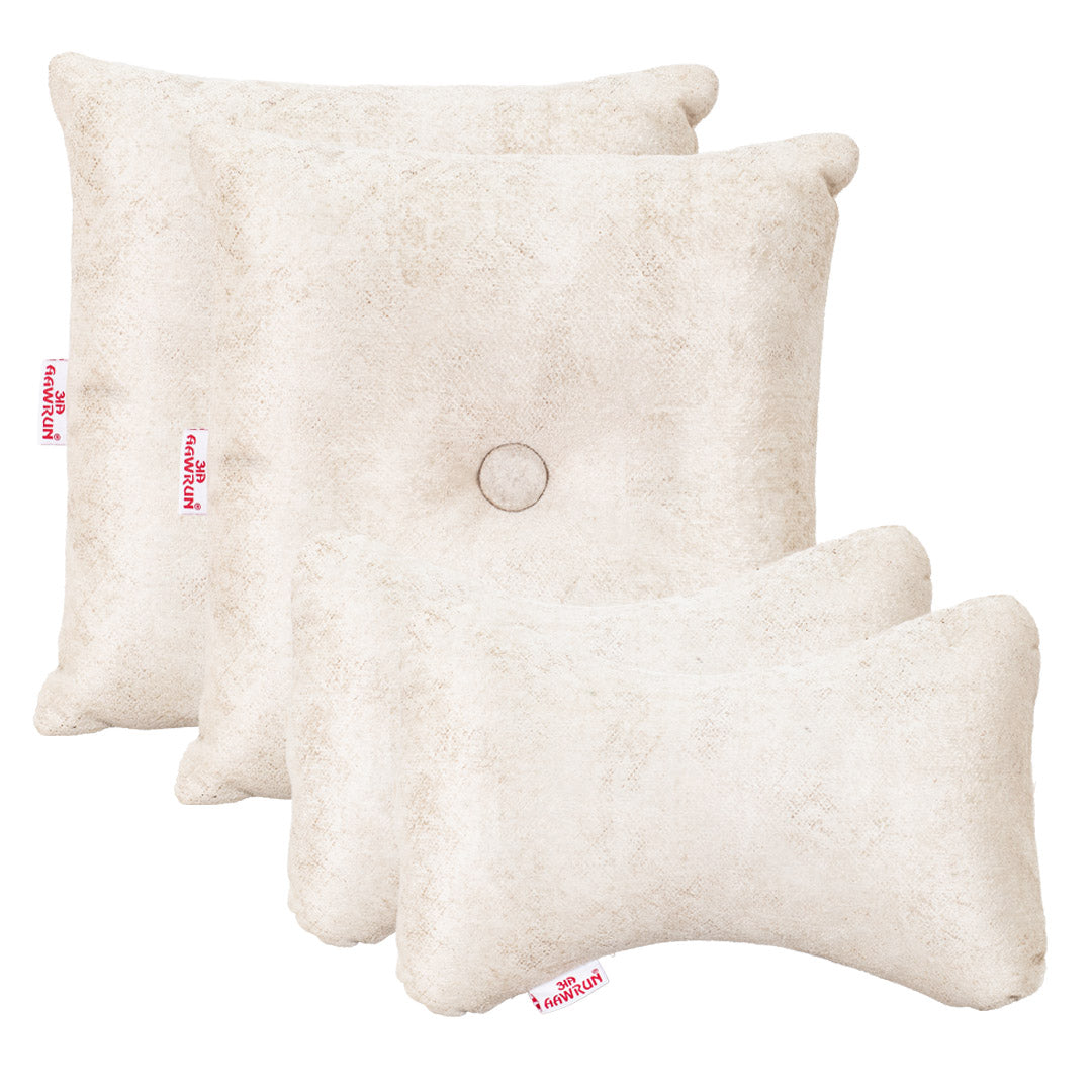 Premium Suede Fabric Cushion &amp; Neck Rest Pillow Set - SHD-8