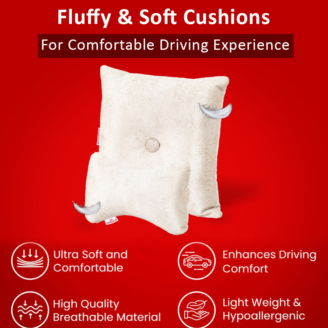 Premium Suede Fabric Cushion &amp; Neck Rest Pillow Set - SHD-8
