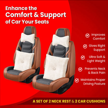 Premium Suede Fabric Cushion &amp; Neck Rest Pillow Set - SHD-8