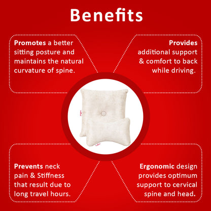 Premium Suede Fabric Cushion &amp; Neck Rest Pillow Set - SHD-8