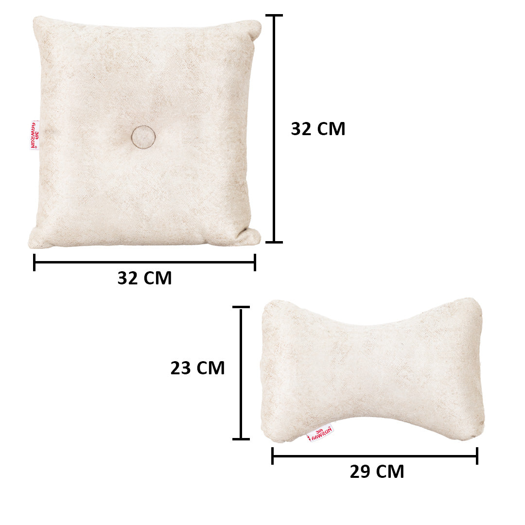 Premium Suede Fabric Cushion &amp; Neck Rest Pillow Set - SHD-8