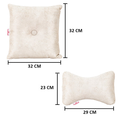 Premium Suede Fabric Cushion &amp; Neck Rest Pillow Set - SHD-8