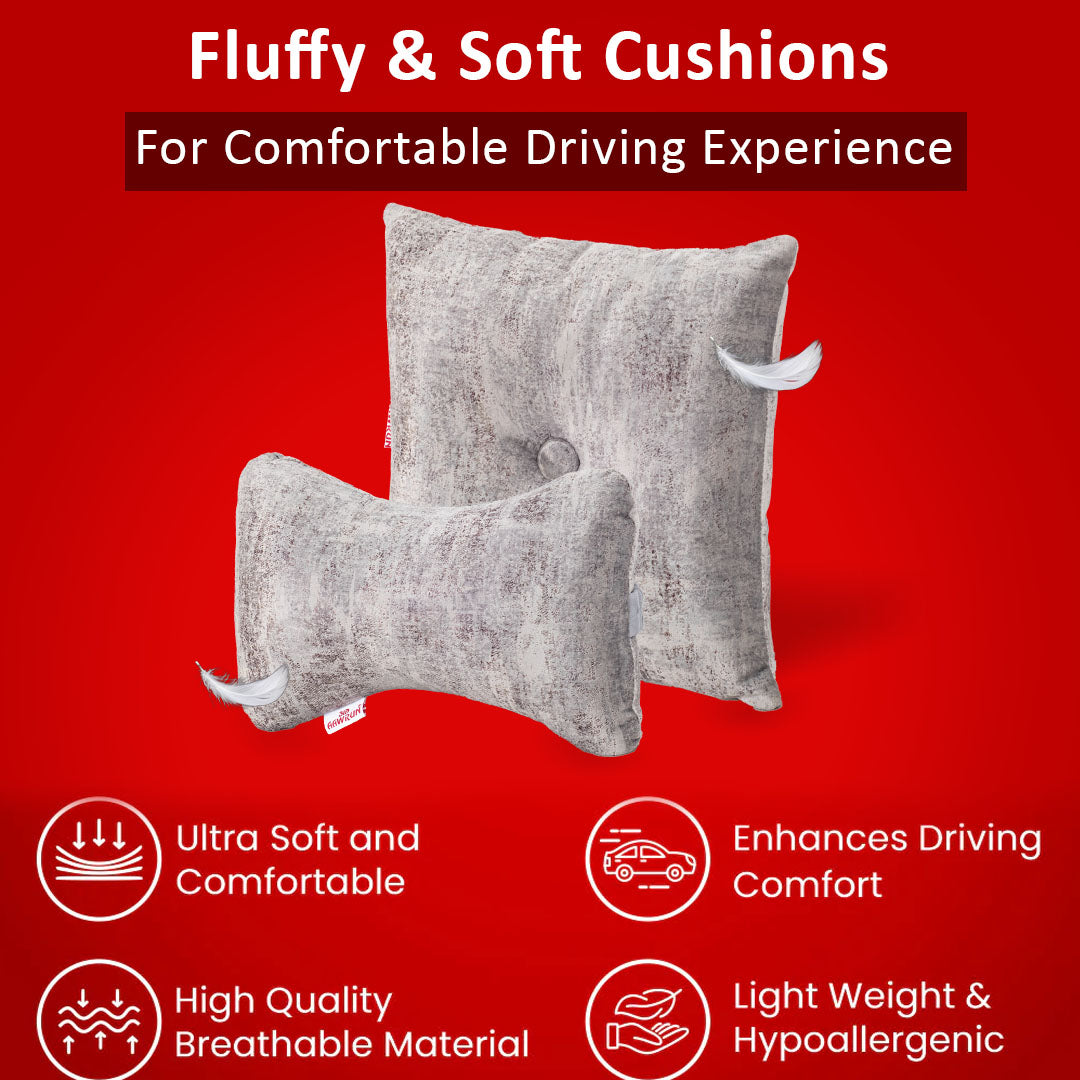 Premium Suede Fabric Cushion &amp; Neck Rest Pillow Set - SHD-10