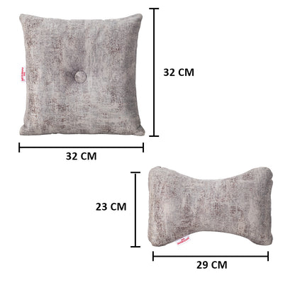 Premium Suede Fabric Cushion &amp; Neck Rest Pillow Set - SHD-10