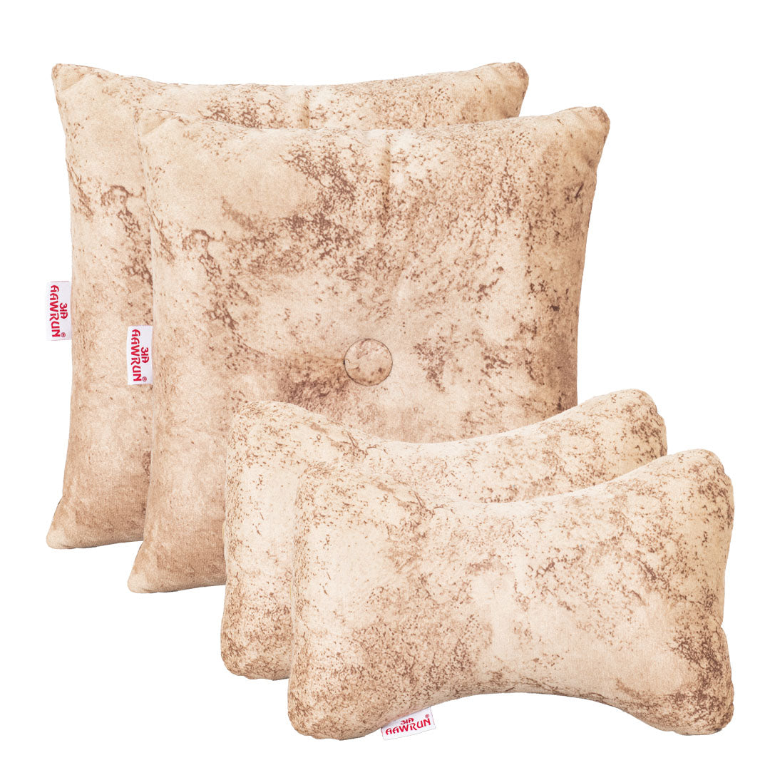 Premium Suede Fabric Cushion &amp; Neck Rest Pillow Set - SHD-11