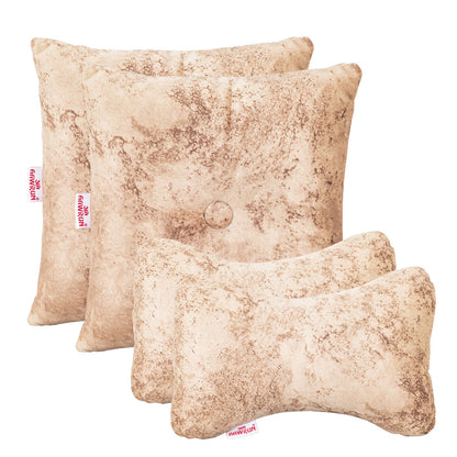 Premium Suede Fabric Cushion &amp; Neck Rest Pillow Set - SHD-11