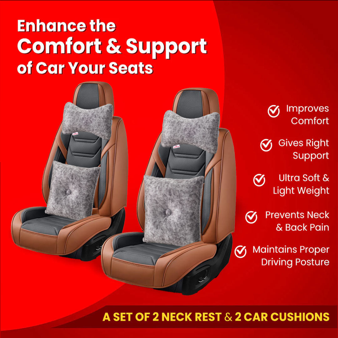 Premium Suede Fabric Cushion &amp; Neck Rest Pillow Set SHD-1