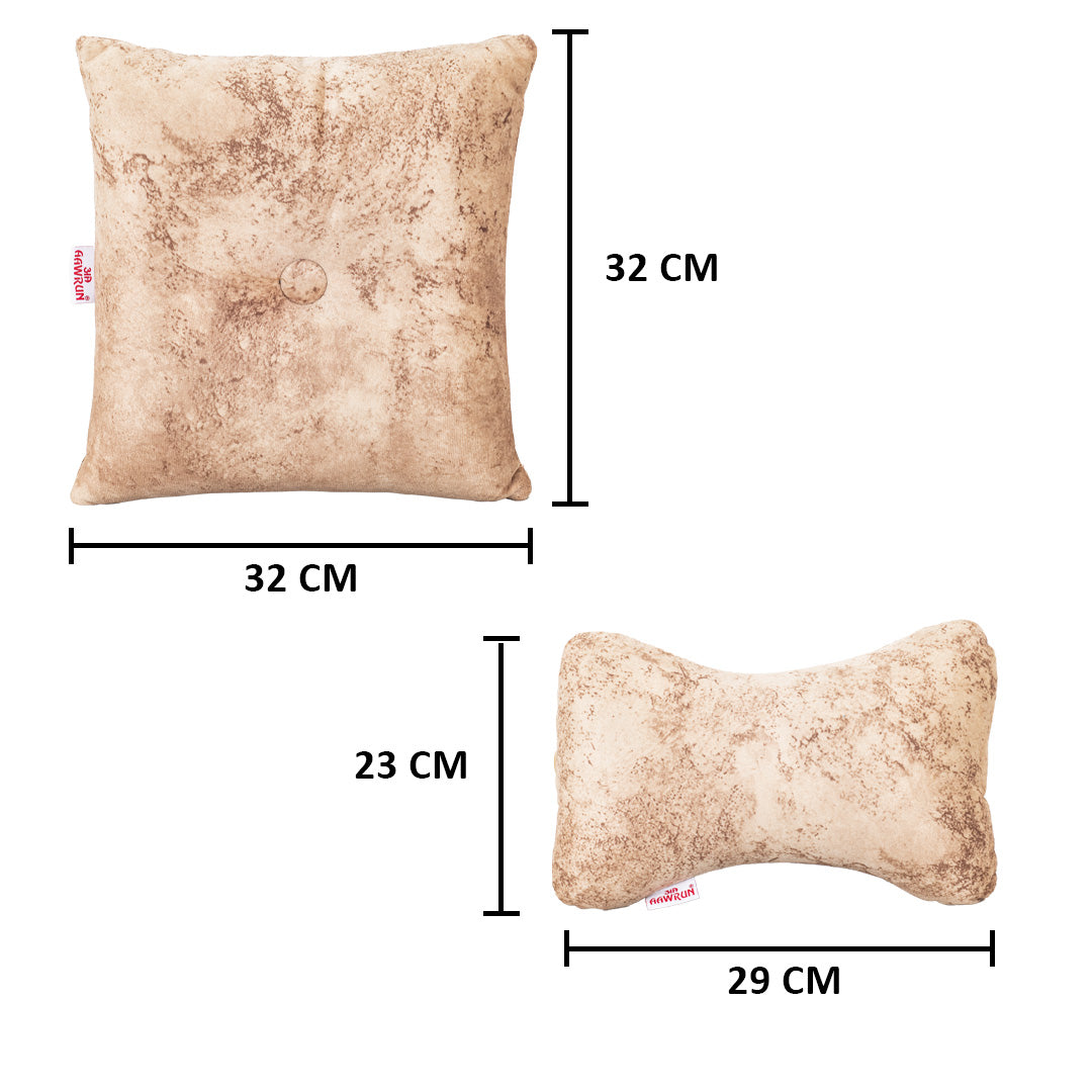 Premium Suede Fabric Cushion &amp; Neck Rest Pillow Set - SHD-11