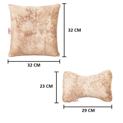 Premium Suede Fabric Cushion &amp; Neck Rest Pillow Set - SHD-11