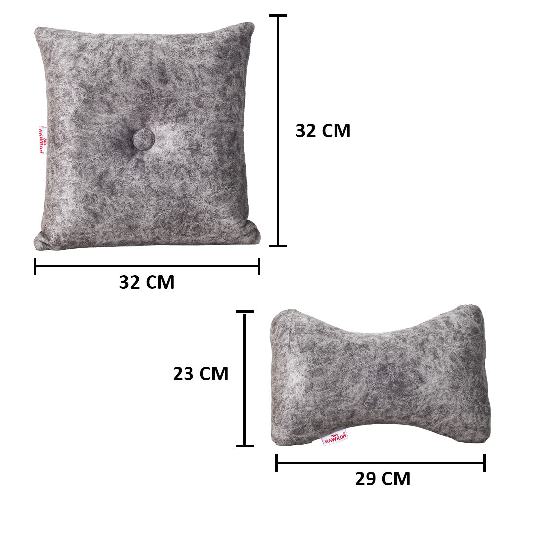 Premium Suede Fabric Cushion &amp; Neck Rest Pillow Set SHD-1
