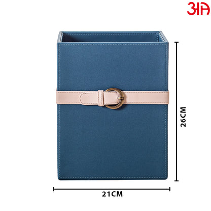 Buckle Design Leather Dustbin (21x21x26) CM