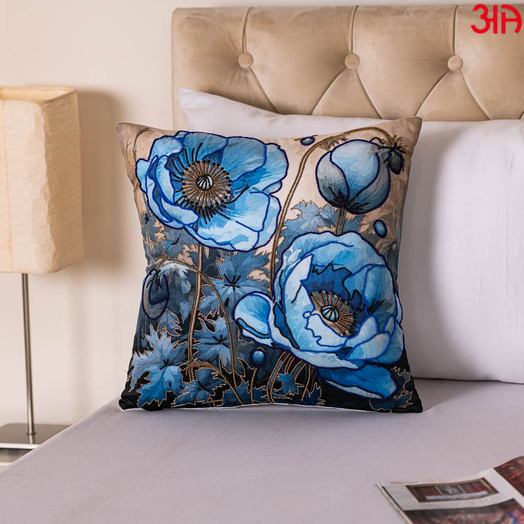 blue floral cushion cover