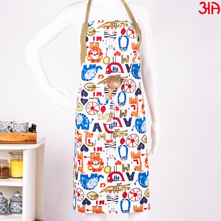 animal character printed apron