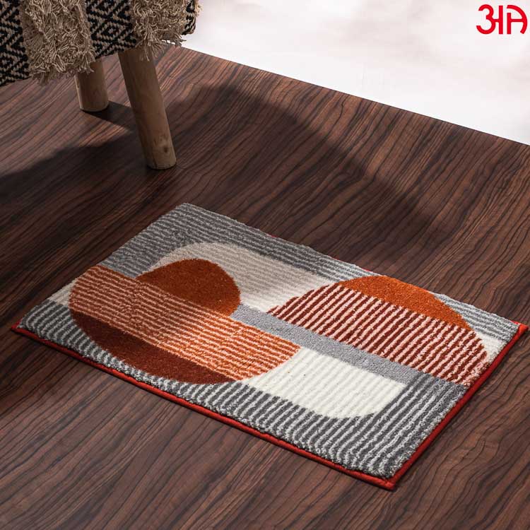 orange grey abstract doormat