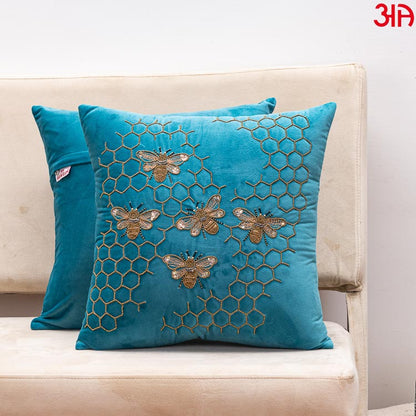 aqua bee design cushion