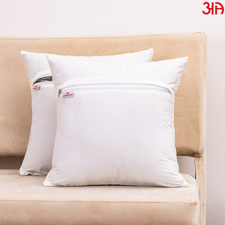 Bamboo leaf embroidery cushion cover white4