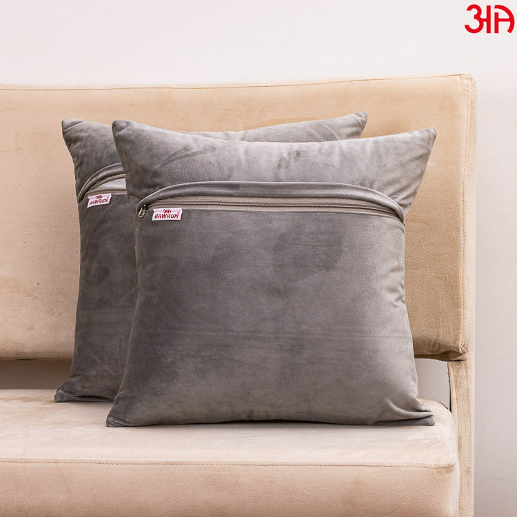 Bamboo leaf embroidery cushion cover grey4