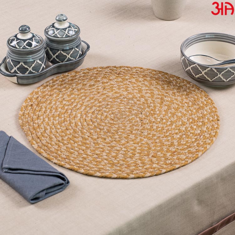 Jute Cotton Mix Round Table Mat