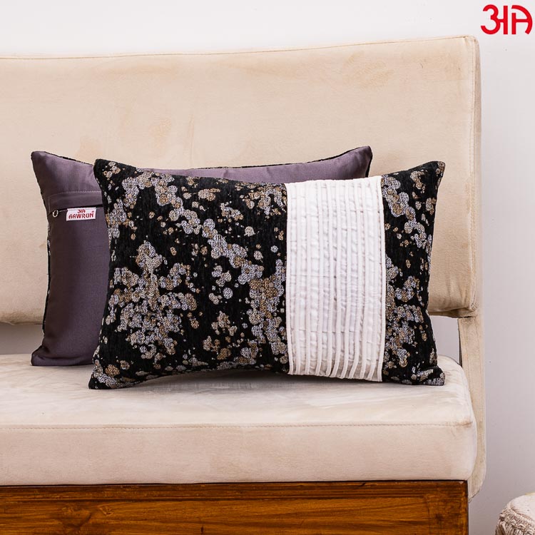 black patch work cushion cover