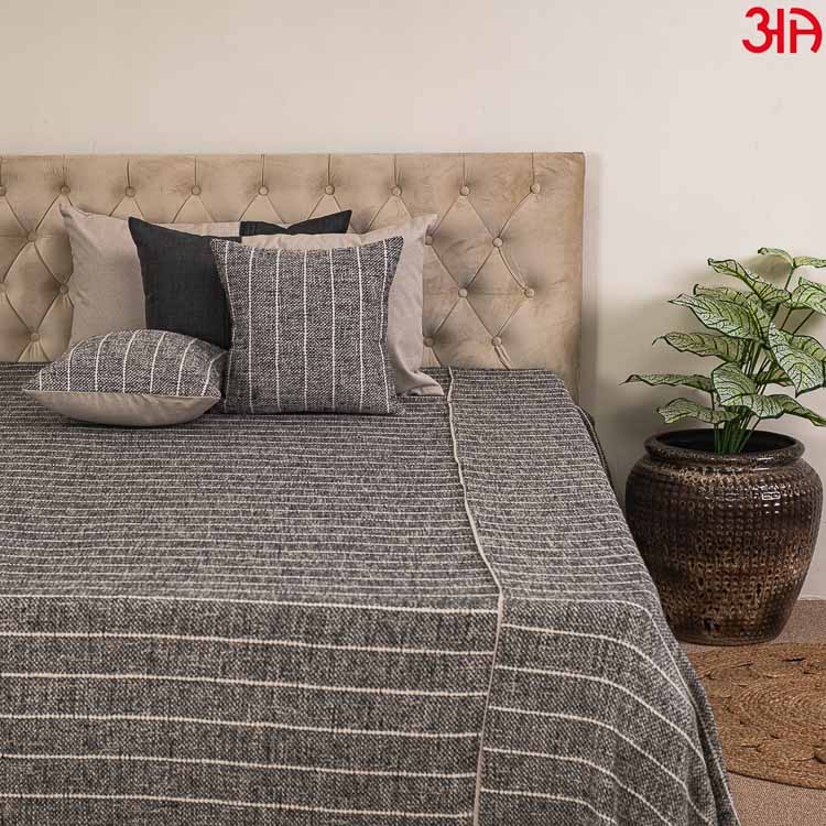 grey striped designer bed cover1