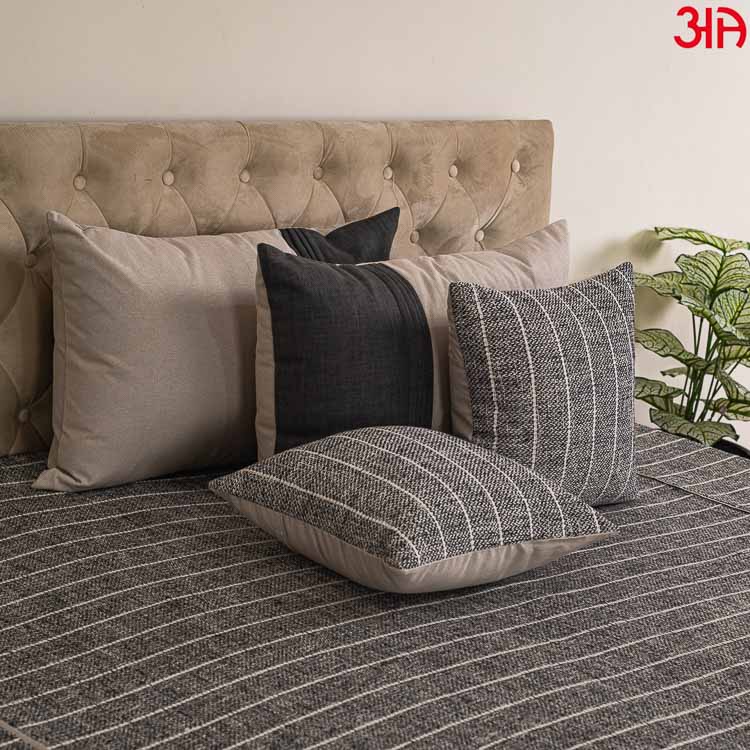 grey striped designer bed cover2
