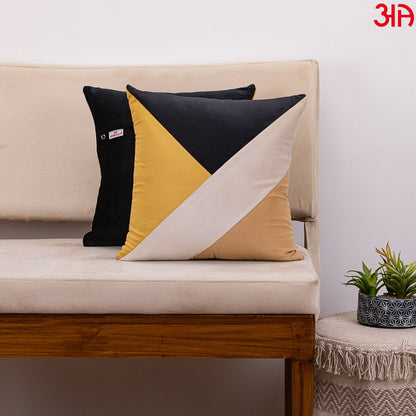 black yellow triangle block cushion2