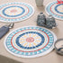 round white blue decorated table mats