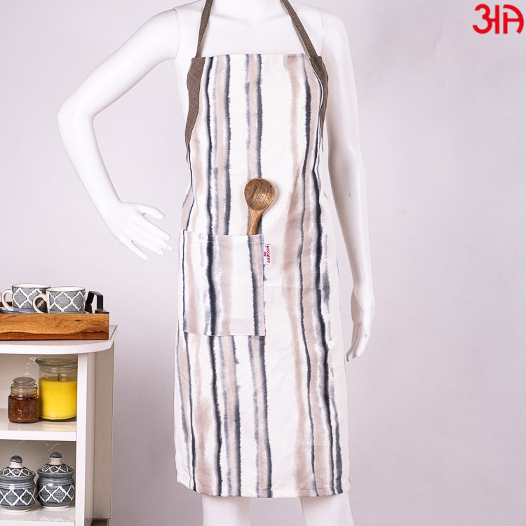 brown black stripe apron