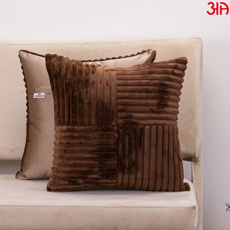 brown fur square cushion