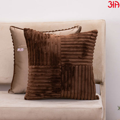 brown fur square cushion