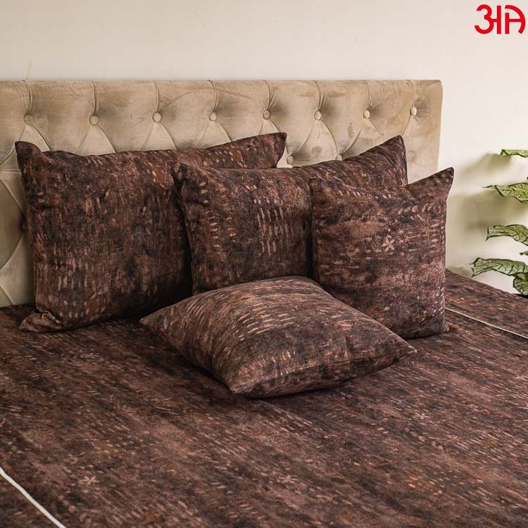 brown cotton bed cover2