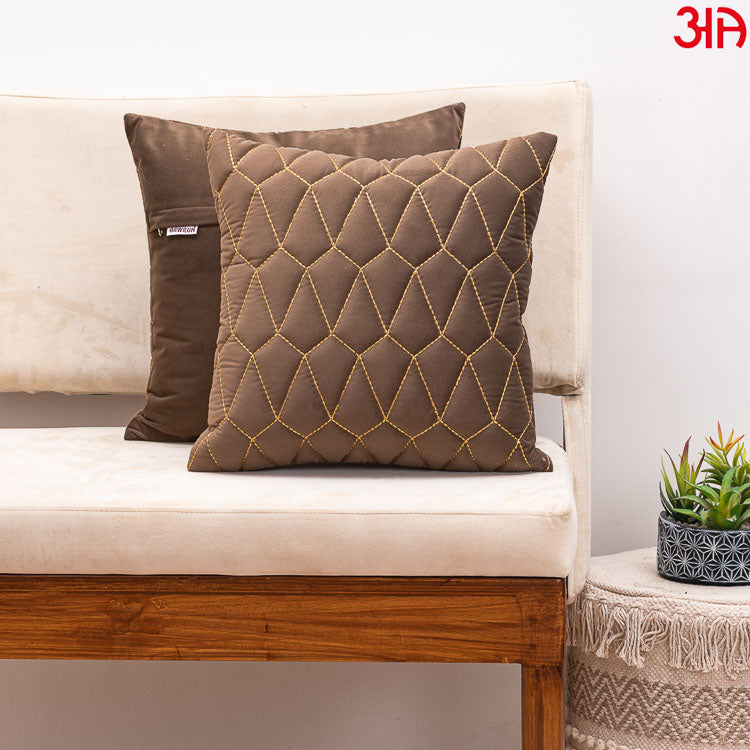 brown diamond design cushions2