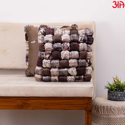 brown pom pom bubble cushion cover2