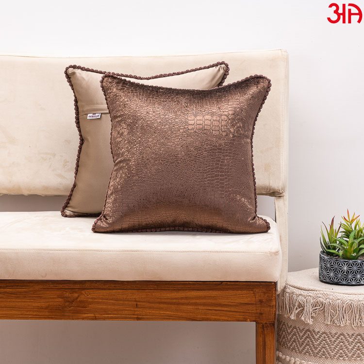 Brown Snake Skin Textured Cushion2