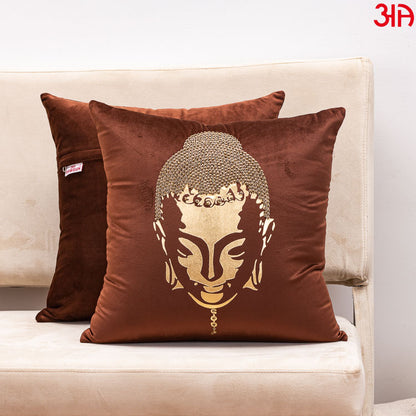 metallic buddha cushion brown