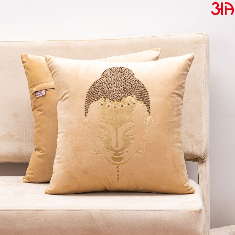 metallic buddha cushion cream