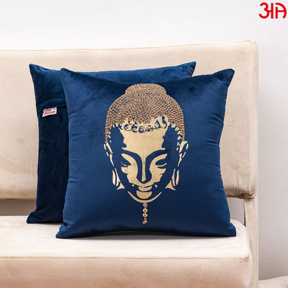 metallic buddha cushion navy